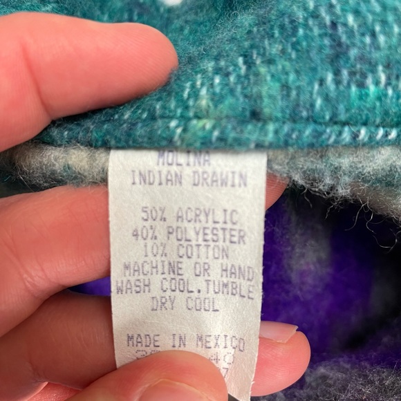 Vintage Molina Indian Drawin Aztec Navajo style full zip up jacket - Picture 7 of 9